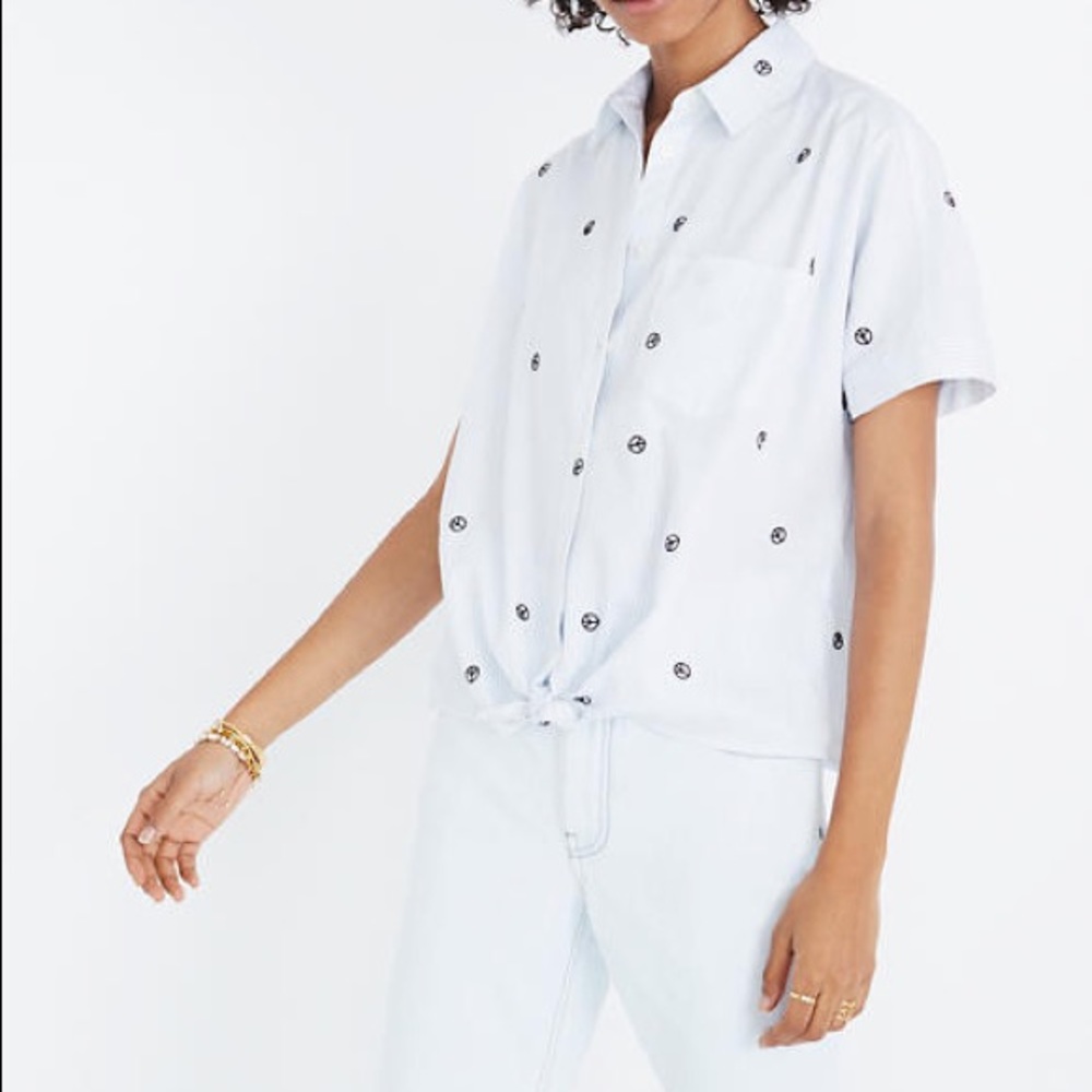 Madewell Embroidered Peace Sign Shirt